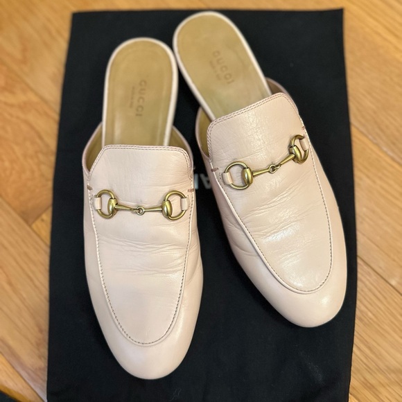 Gucci Shoes - Gucci Light Pink Leather Horsebit Princetown Mules Backless Loafers sz 38.5 / 8